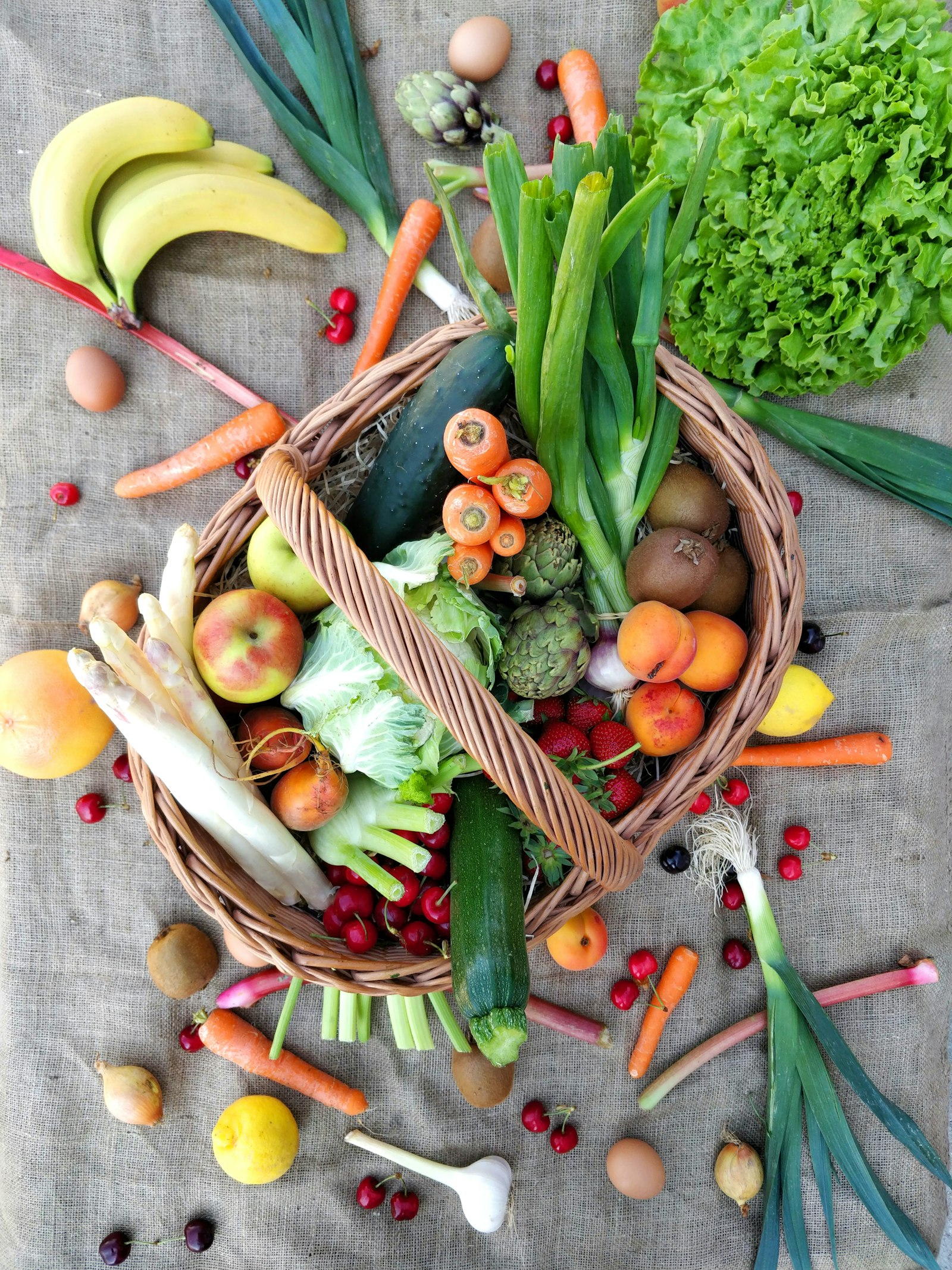 Fresh produce harvest gathered from the fields